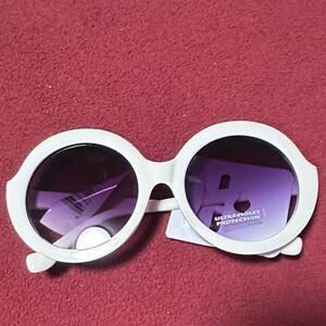 Kids White Frame Sunglasses with Purple Lenses